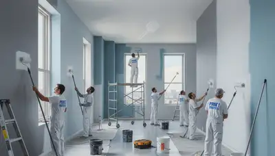 Commercial painting crew in Duluth, MN applying durable coatings for a business exterior